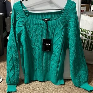 Women's Turquoise Cable Knit Sweater